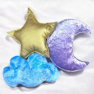 Celestial Throw Pillows Crescent Moon, Star and Cloud